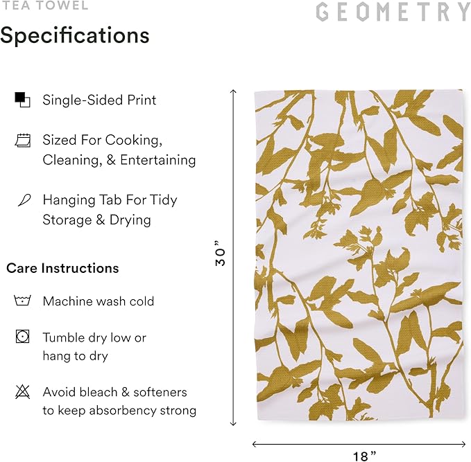 GEOMETRY Kitchen Tea Towels - Quick Dry Microfiber Dish Towels for Kitchen - Marrow 18" x 30" - 1 Pack