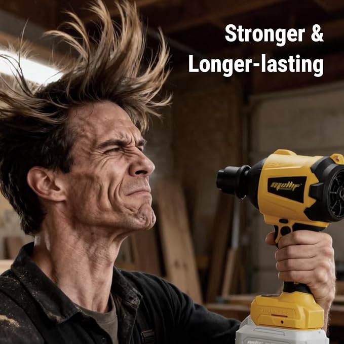 Cordless Compressed Air Duster Compatible with DeWalt 20V MAX Battery (Tool Only), 4-in-1 Portable Blower Inflator Vacuum Deflator, 360MPH, 51,000 RPM Brushless Motor, 3-Speed for PC Cleaning, Air Bed