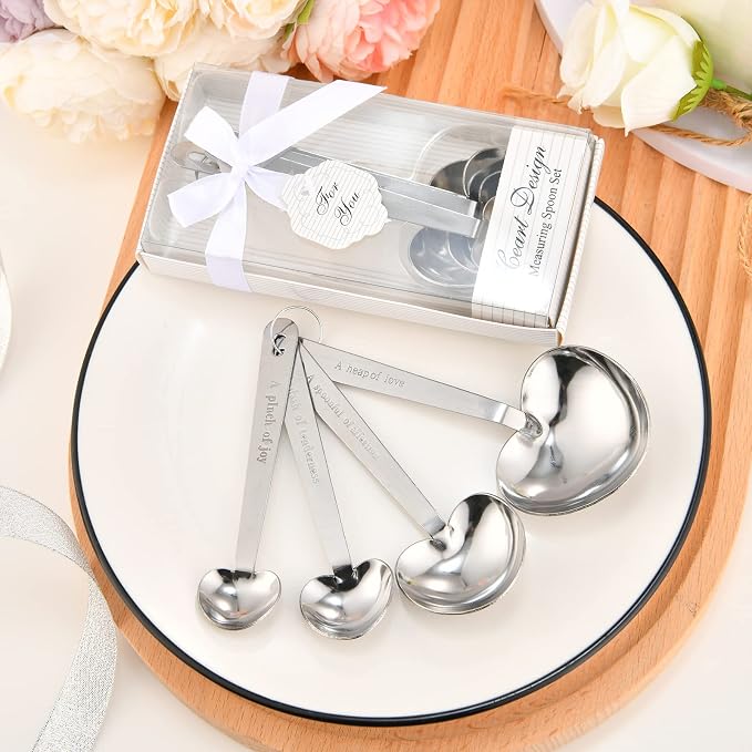 30 pieces pack heart-shaped measuring spoon set suitable for wedding birthday party bridal shower gift, baby shower decoration souvenir individual gift packaging
