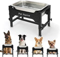 BWOGUE 1.25 Gal Elevated Dog Water Bowl, Raised Stainless Steel Bowl Stand | Raised Dog Water Bowl, 4 Adjustable Heights at 9/11/13/15 in, Non-Slip Base, Outdoor Use, Joint Pressure Relief