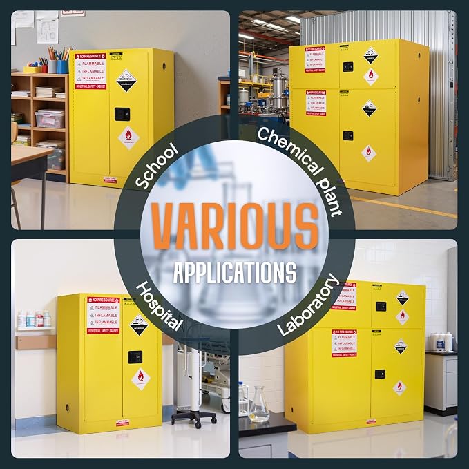 SPECRAFT 30-Gallon Flammable Safety Cabinet | 44 x 31 x 18 In, Cold-Rolled Steel, Adjustable Shelving, OSHA and CE Certified, for Industrial, Commercial and Lab Use