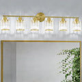Crystal Bathroom Light Fixtures,Bathroom Lighting Fixtures Over Mirror, Modern 6-Light Brushed Nickel Vanity Lights for Mirror, Restroom,Kitchen(Ceramic E26 Socket,Bulbs Not Include)