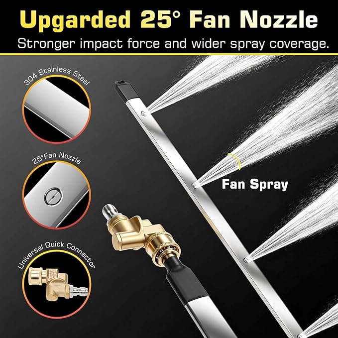 40" Upgraded Radiator Cleaning Wand Set | 25° Fan Nozzles,Water&Air Dual-Use,4500 PSI Pressure,Stainless Steel Washer Tool for Car,Truck and Other Vehicles