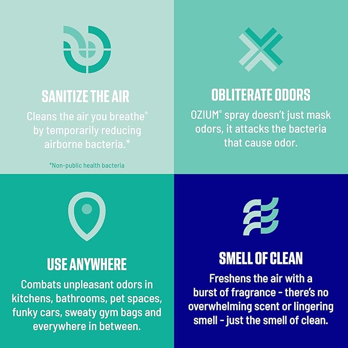 Ozium Air Sanitizer Spray - Room Odor Eliminator for Home, Car, and Office - Outdoor Essence - 8 oz Can - 6 Pack