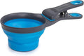 Dexas Popware for Pets Collapsible Klip Scoop, 3-in-1 Pet Food Scoop, Measuring Cup and Bag Clip, 1 Cup Capacity, Pro Blue