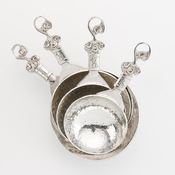 Crosby & Taylor Vineyard 4-piece Artisan Pewter Measuring Cup Set, Handmade in the USA