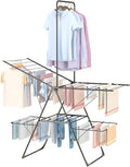 Bigzzia Clothes Drying Rack Foldable, 3-Level Large Laundry Drying Rack Collapsible, Stainless Steel Drying Rack Clothing for Indoor Outdoor, Easy to Fold, Drying Rails 68.9" H, Gray