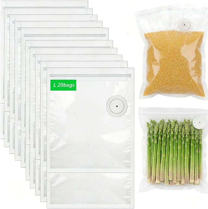 MOMODA Sous Vide Cooking Bags - Set of 20 | BPA-Free Reusable Vacuum Seal Bags (20 Large)