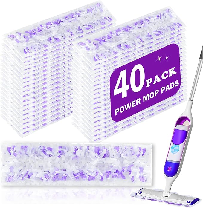 40 Pack Disposable Power Mop Refill Pads for Swiffer PowerMop - mop Pads for All Multi-Surface Hardwood Floor Cleaning, 12 Layers Thickened Durable | 5X Cleaning Power