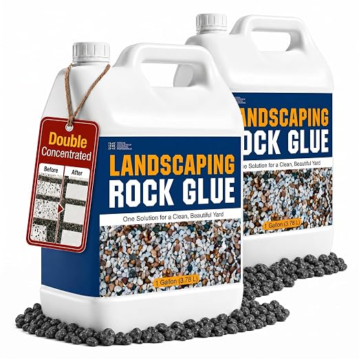 Teexpert Double Concentrated Rock Glue: 2 Gallon Stone Glue for Landscaping Fast-Dry Gravel Binder Long-Lasting Adhesive for Pea Rocks Stabilizer for Landscape Outdoor Yards Garden Patio