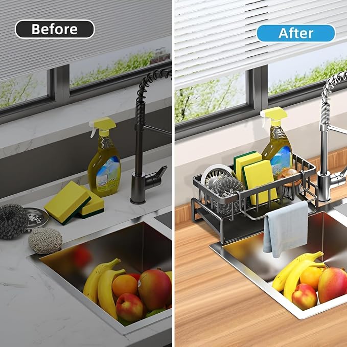 Multifunctional Kitchen Cleaning Accessories Storage Rack Bathroom Corner Storage Organizer Shelf Shower Caddy Bottle Holder for Hand Washing, Gel, Liquid, Sponge, Brush, Dish Cloth Rack(1pcs