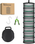 Yesker 8 Layer Herb Drying Rack Hanging Mesh Net Foldable Plant Drying Racks 24" w Green Zipper Pruning Shears Hook Dryer Hanging Rack for Herbs Seed Bud Fruit Clothes Grow Tent Closets Garden Outdoor | Drying Green Zipper Pruning Shears Hook Dryer Han...