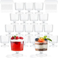 200 Pcs 2 oz Mini Dessert Cups with 200 Pcs Spoons Clear Plastic Mousse Cups Footed Trifle Bowl with Pedestal Fruit Parfait Appetizer Wine Glasses for Serving Party Wedding Birthday