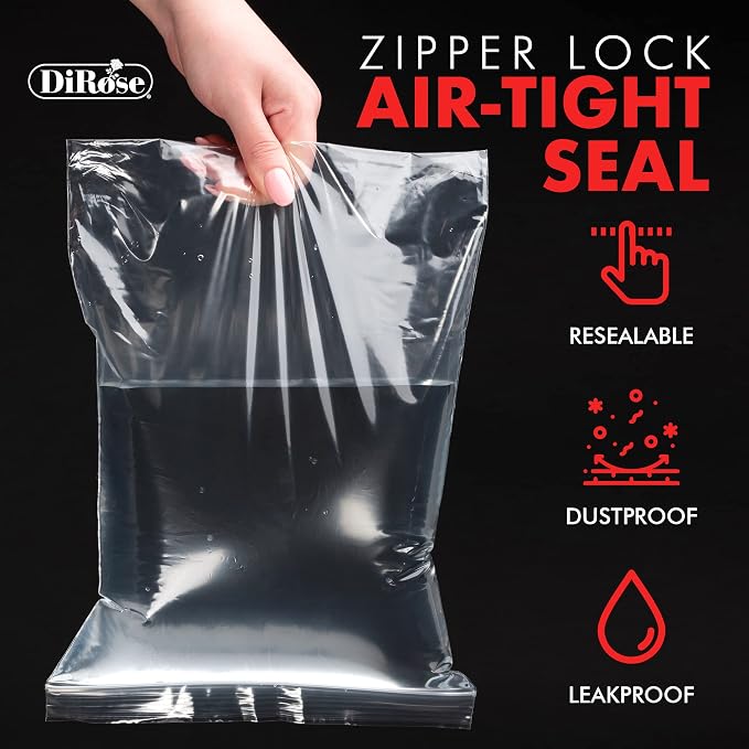 Zip Bags Clear Plastic With Zipper Seal - By DiRose | Resealable, Strong, Thick, Sturdy | For Organizing, Travel, Shipping, Packaging, and Storage | 5x8 | 1000 Pack