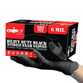 London Labs Heavy Duty 6 Mil Black Nitrile Gloves - Disposable, Latex & Powder Free | Mechanic, Food Prep & Tattoo | Rubber Gloves for Cooking, Cleaning & Household | Pack of (100)