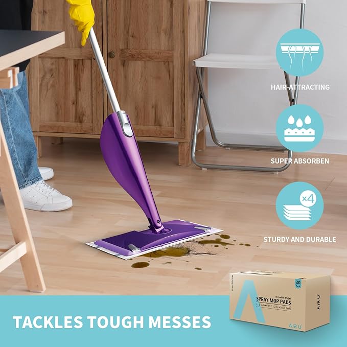 AIR U+ Disposable Mop Pad Refills for Swiffer Wet Jet Mops, Thickned and Absorbent Wet Pads Refill, 60 Count