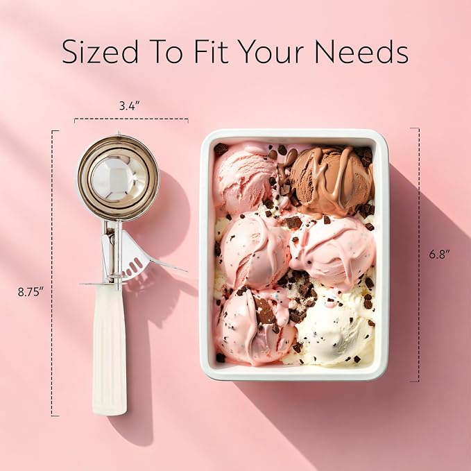Restaurantware 3 Ounce Portion Scoop, 1 Trigger Release Stainless Steel Cookie Scoop - With Ivory Handle, Stainless Steel Disher, For Portion Control, Cookie Dough, Cupcake Batter, Or Ice Cream