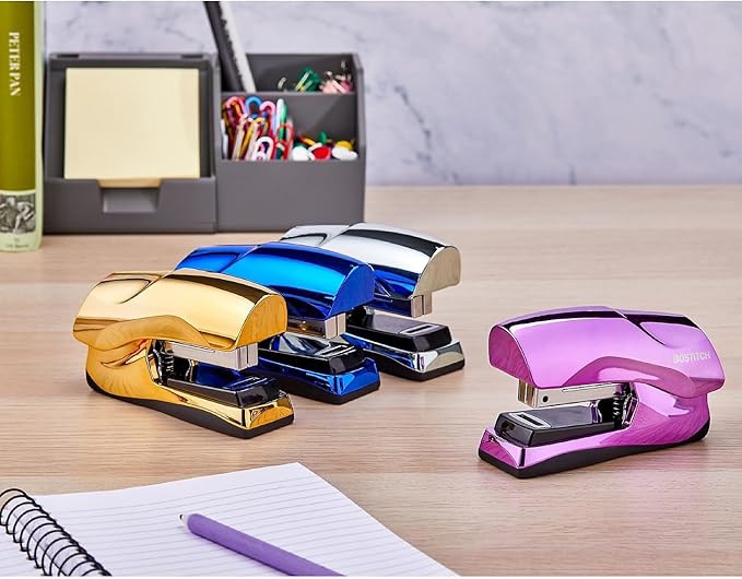 Bostitch Office Heavy Duty Stapler, 40 Sheet Capacity, No Jam, Half Strip, Fits into the Palm of Your Hand, For Classroom, Office or Desk, Metallic Purple