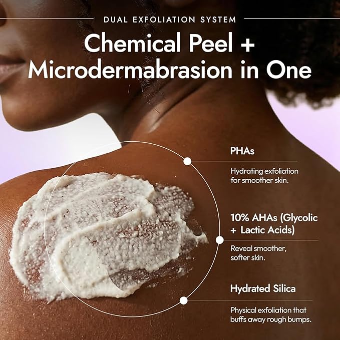 DERMAdoctor KP Bump Eraser Body Scrub with 10% AHAs + PHAs for Keratosis Pilaris, Dry, Rough, and Bumpy Skin, Dermatologist Formulated Exfoliating Body Scrub with Glycolic and Lactic acids - 32 oz