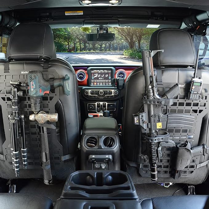 MAIKER Tactical Rigid Molle Insert Panels for Vehicles Car Seat Back Organizer Rifle Gun Rack Tactical Modular Storage Platform,2pcs
