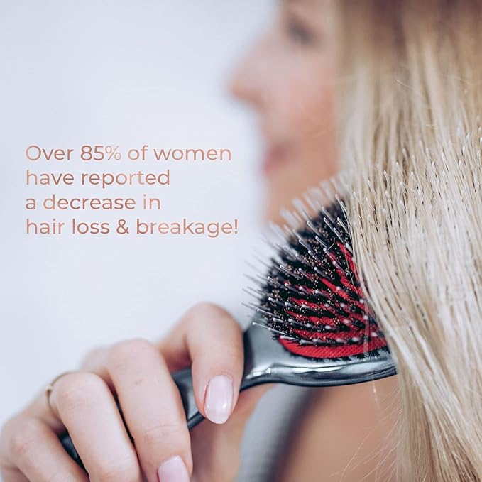MISEL Professional Boar Bristle Hair Brush for Women and Men | Detangles All Natural Hair Types and Extensions | Reduces Breakage | Great for Wavy and Straight Hair | Salon-Approved | Small