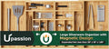 Large Silverware Organizer, 13 Slots Magnetic Connected Expandable Bamboo Utensil Drawer Organizer From 21 to 37.4 Inches, Adjustable Flatware and Cutlery Holder, Utensil Tray for Kitchen Natural