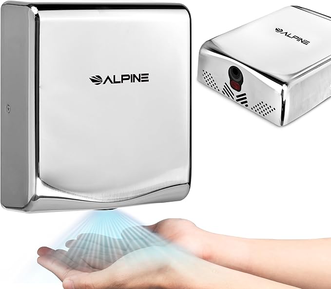 Alpine Commercial Hand Dryer with HEPA Filter, 8 Seconds Extreme Speed Electric Hand Dryer for Home Bathroom/Restaurant with Heat & Speed Control - ADA Compliant (120V Chrome)