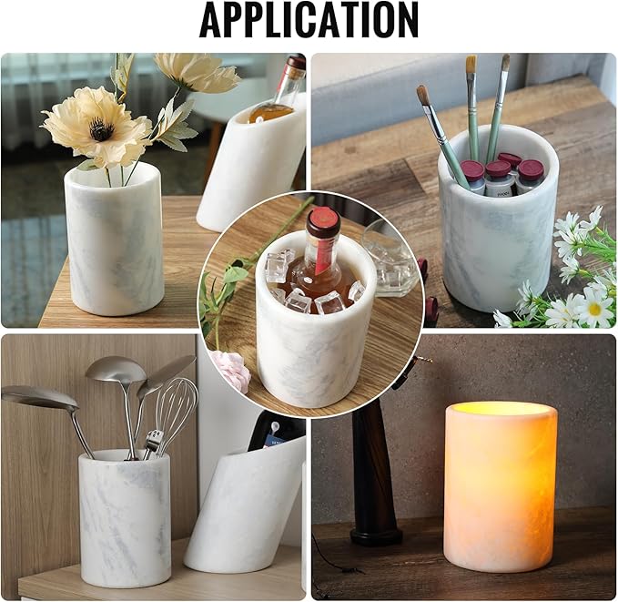 BCS Marble Wine Bottle Chiller - Versatile Wine Chillers for Bottles - Applicable to Kitchen Utensil Holder/Makeup Brush Holder/Pen Holder for desk That Also Serves as Lamp Shade
