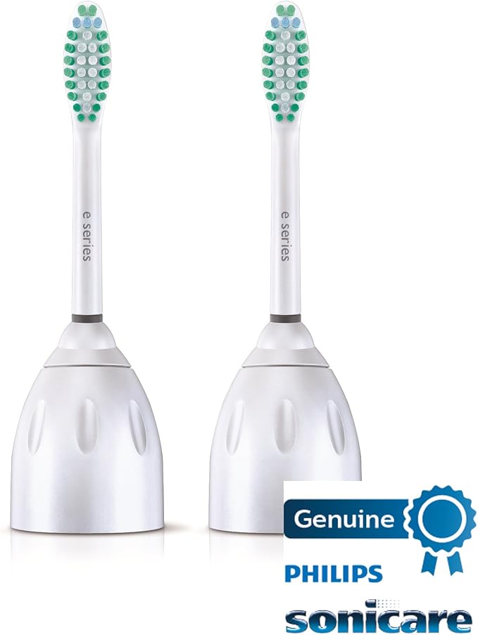 Philips Sonicare Genuine E-Series Replacement Toothbrush Heads, 2 Brush Heads, White, HX7022/66