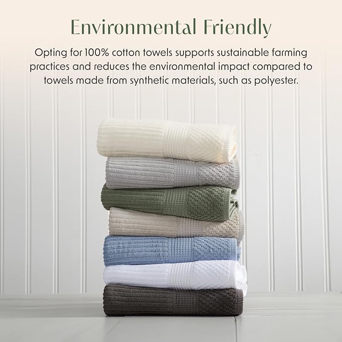 Springtree Home 100% Cotton Bath Towel Set | 6-Piece Set | Textured | Grey | Absorbent & Quick-Dry Bathroom Towels | Textured and Durable Cotton Towels for Bathroom | OEKO-TEX | Krista Collection