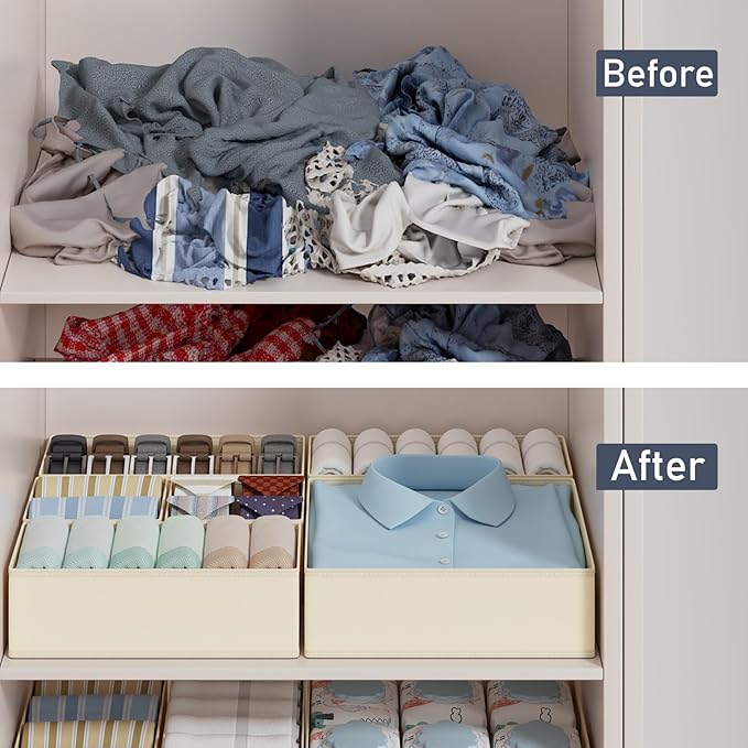 DIMJ Drawer Organizer Clothes Storage- 18 Pack Baby Dresser Organizer for Nursery, Foldable Closet Drawer Organizer Bins for Bedroom Organization, Fabric Storage Dividers for Socks, Underwears, Bras