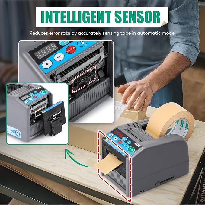 Automatic Tape Dispenser Electric Tape Cutter, 39" MAX Cutting Length, with Manual & Auto Modes, Cutting Various Tapes with 0.24-2.36" Width, for Office Warehouse Use, Package Packing