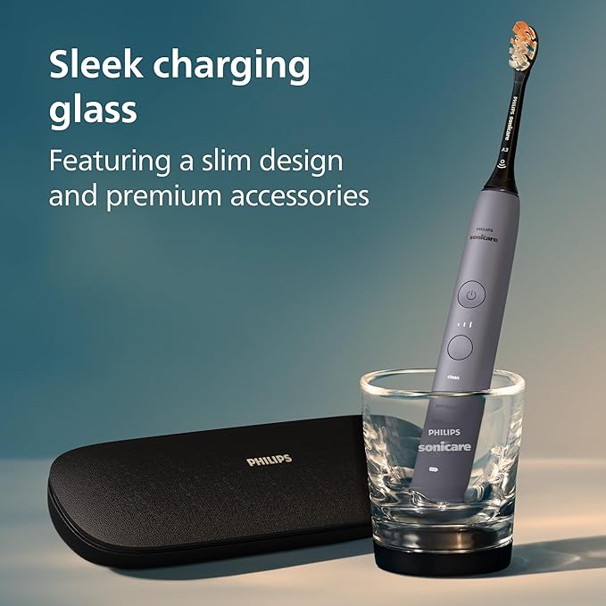 Philips Sonicare DiamondClean Smart 9300 Electric Toothbrush - Sonic Toothbrush with App, Pressure Sensor, 12 Brushing Settings, Replacement Reminder, Travel Case, Grey, Model HX9903/45