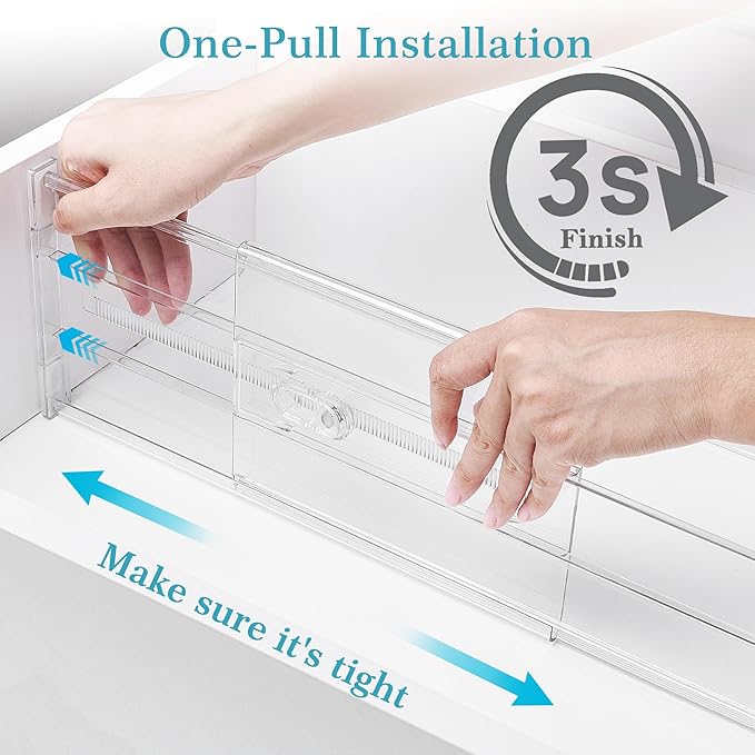 Vtopmart 6 Pack 6" Tall Upgrade Drawer Dividers for Big and Deep Drawer, 12.8"-22.3" Adjustable Expandable Dresser Drawer Organizer, Clear Plastic Separators for Dresser, Baby Supplies, Kitchenware