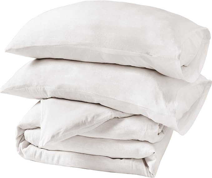 California Design Den Oversized King Duvet Cover Set, 3 Pc Set with Pillow Shams Textured Natural Duvet Cover, 120" x 98" to Fit Oversized King Duvet (Linen-Natural)