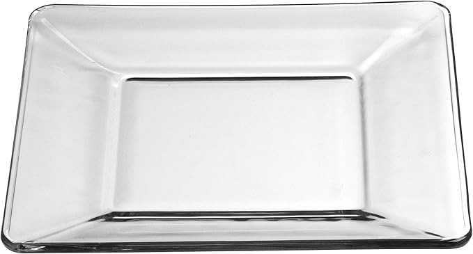 Libbey Tempo Glass Dinnerware Set, Sleek Square Clear Glass Plates and Bowls Set of 12, Dishwasher Safe Dinnerware for Parties or Everyday Use
