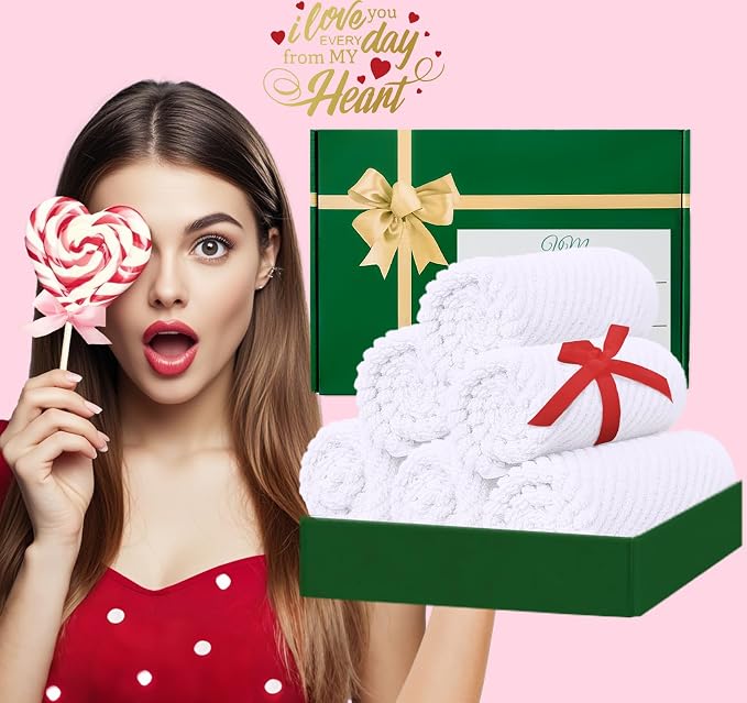 VOOVA & MOVAS White Washcloths 6PC, 100% Cotton, 13x13 in | Quick Dry, Thick, Soft, Absorbent, Hand Towels For Face & Body, Towel Gift Set, Perfect For Bathroom, Gym, Spa