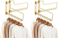 NEWRAIN Clothes Drying Rack, Laundry Racks for Drying Clothes, Wall Mounted Swing Arm Clothes Hanger for Laundry Room, Garage, Indoor & Outdoor Use,Brushed Gold (Pack of 2)