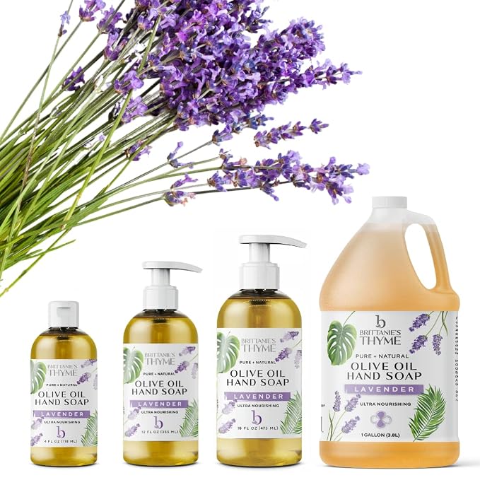 Brittanie’s Pure Castile Liquid Soap Refill, Lavender, 16 Ounce | Dish Soap, Hair & Body, Home, Gentle and Pure, Made with Natural Luxurious Oils, Vegan & Gluten Free Non-GMO