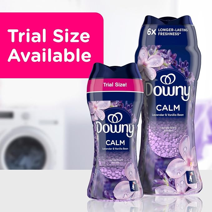 Downy Calm In-Wash Laundry Scent Booster Beads, Soothing Lavender and Vanilla Bean scent, 12.2 OZ, laundry scent beads, Long-lasting Freshness (Packaging May Vary) (Pack of 4)