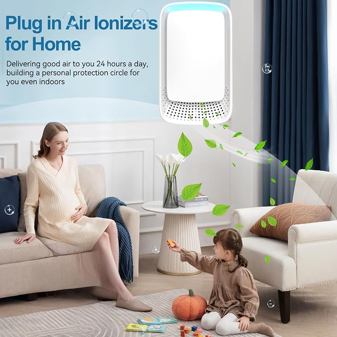 4Pack Plug In Air Ionizer for Home, Quiet Negative Ion Air Purifier with Compact Portable Design, Air Freshener for Bedroom, Bathroom, Kitchen, Office & Living Room (4)