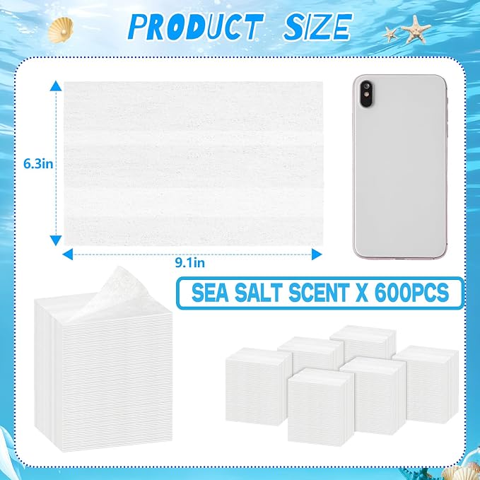 600 Count Dryer Sheets Bulk Fabric Softener Ocean Breeze Scent Dryer Sheets Naturally Softens and Removes Static Cling, Ideal for Large Households, Sensitive Skin