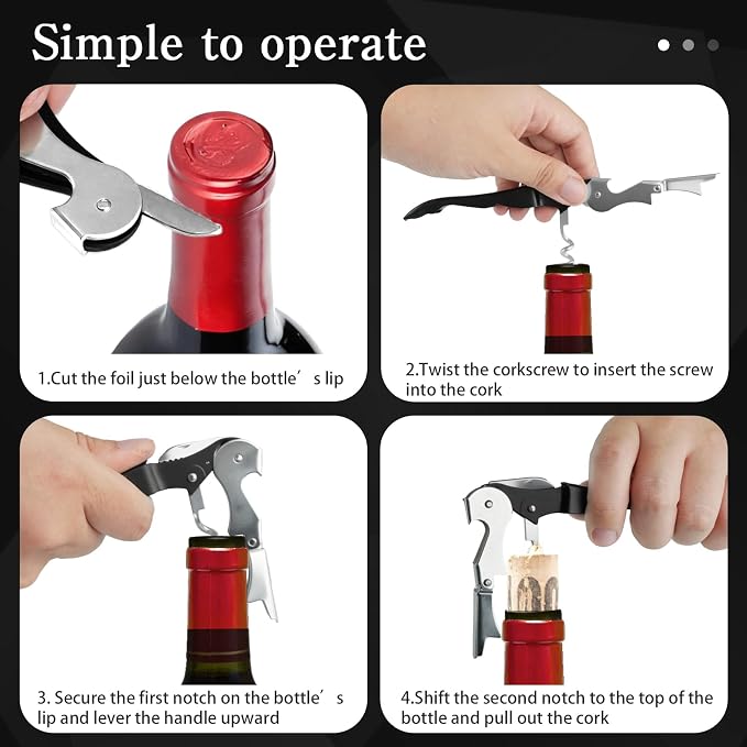 110 Pack Waiter Corkscrew Wine Openers Black Heavy Duty Hinges All in One Double Hinged Tools for Bartenders Servers Sommelier