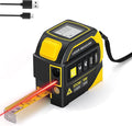 4-in-1 Digital Laser Tape Measure, 328ft/100m Laser Distance Meter with 16ft/5m AutoLock Measuring Tape, Dual-axis Angle, Cross-Line Leveling, Class II Laser Product, Output < 1mW