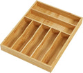 BAMEOS Bamboo Flatware Organizer 16.5×12.8 –Silverware Tray for Small Kitchen Drawers, 2" H Cutlery Holder | Forks, Spoons, Knives