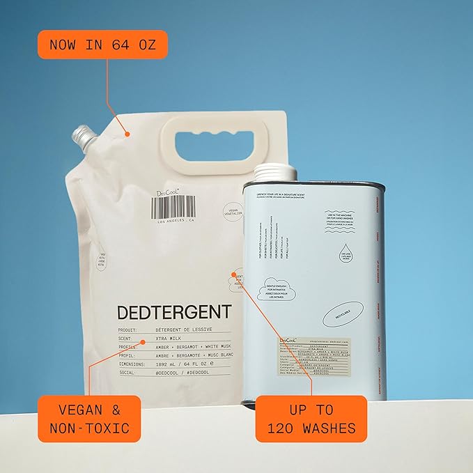 DedCool Liquid Laundry Detergent in 01 Taunt | Luxurious Scent | Stain-Removing Formula | Infused with Natural Essential Oils | Non-Toxic | Up to 120 Washes | 64 fl oz
