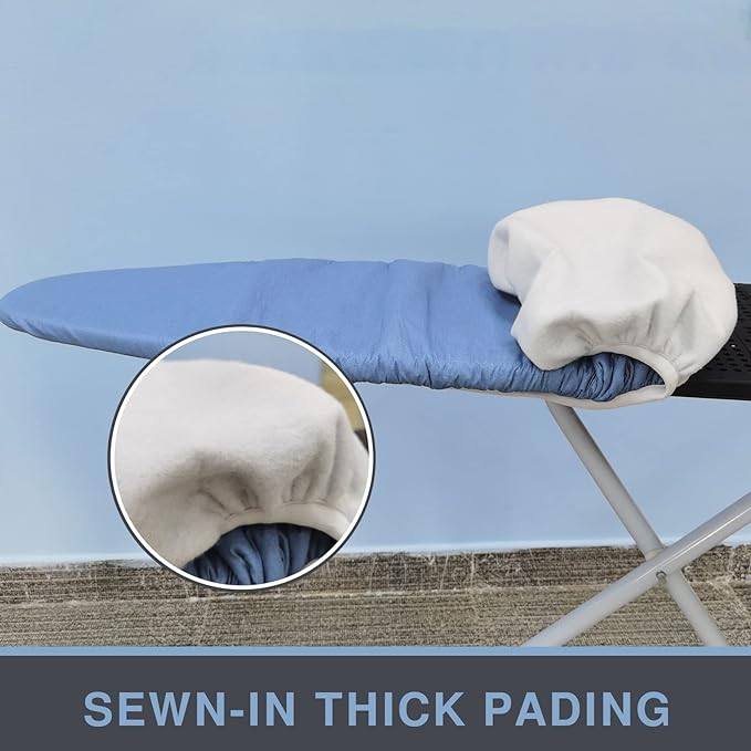 VividPaw Ironing Board Cover and Pad, 15x48,15x49, Thick Padding, Elastic Edge, Silicone Coated, Resist Scorching and Staining, Adjustable Fastener, Heavy Duty Padded Iron Board Covers