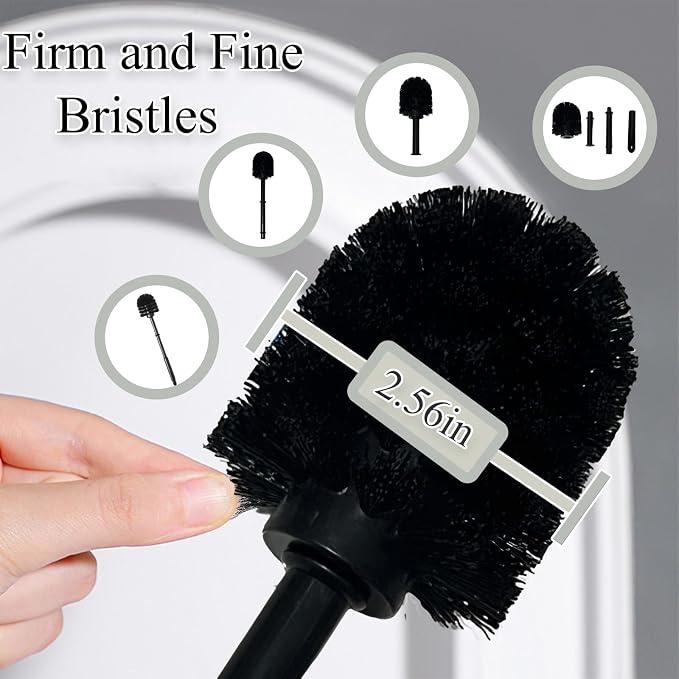 Ceramic French Bulldog Toilet Brush Holder – Hideaway Storage & Secure Fit, Space-Saving Design, Premium Ceramic Dog Lover Gift, Includes 2 Durable Scrub Brushes (Black)