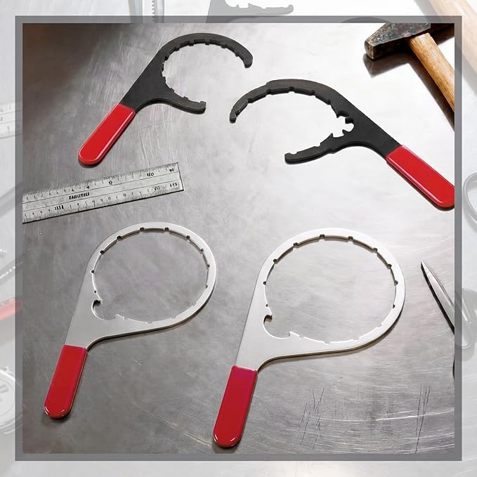 4 Pcs Fuel Filter Wrench Set, 4.6'' & 5'' & 6'' & 8'', Compatible with Various Fuel Filter Sizes Include Water Separator, Engines (Red)