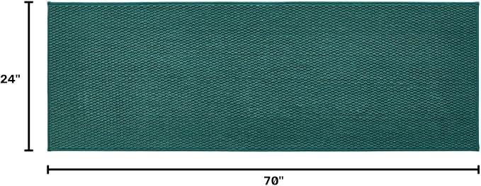 TYUU Bathroom Runner Rugs, Long Bath Mat Runner Washable Thin Quick Dry Low Pile Bathroom Runner Rugs Non Slip, Dark Green 24"x70"
